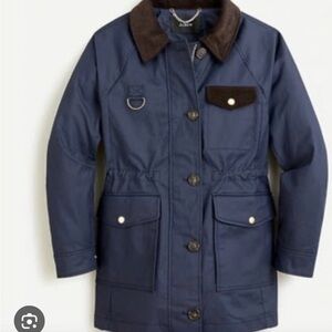 Navy Blue Jacket with Brown Corduroy Accents
